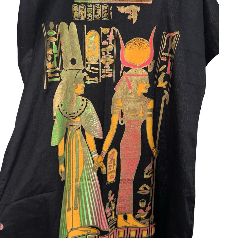 Vintage Egyptian Print Black Kaftan Dress - Picture 8 of 9